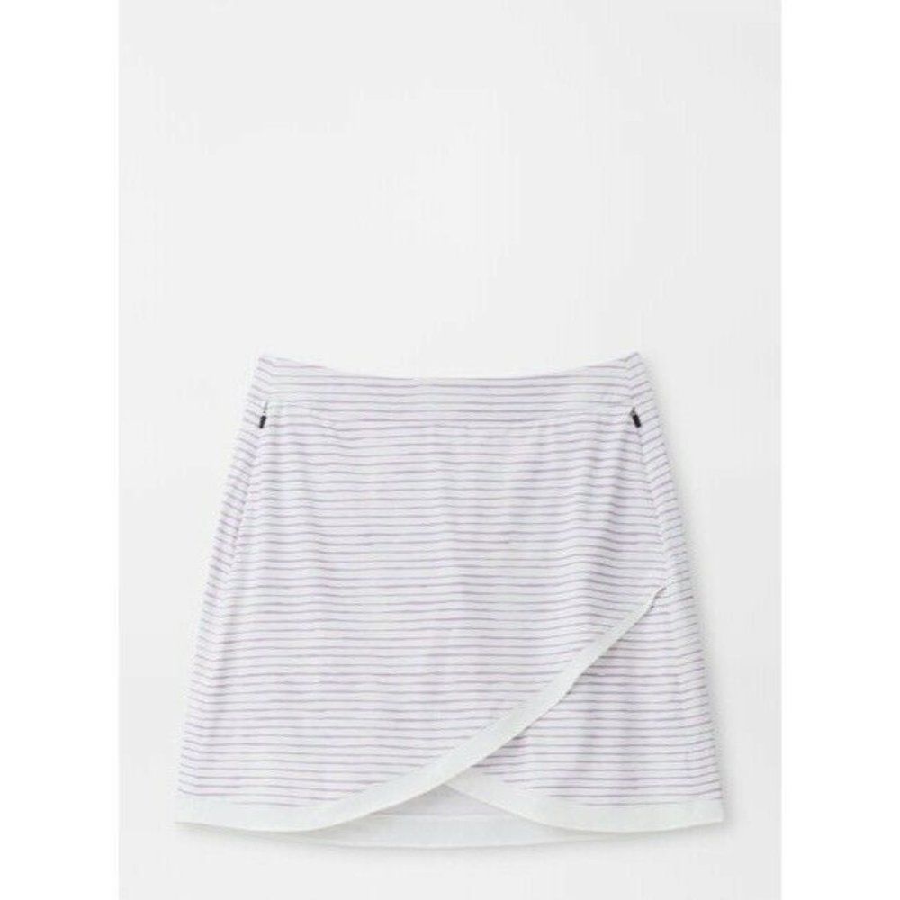 Peter Millar White Skort with Thin Navy Stripes